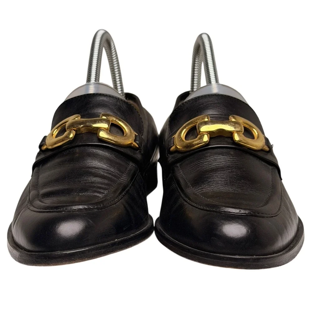 Vintage 90s Talbots Italy Horsebit Loafers Black Leather 8N